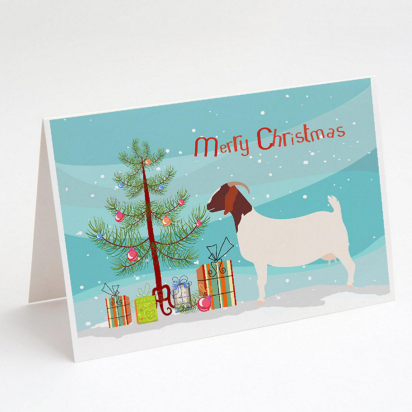 Caroline's Treasures Christmas, Boer Goat Christmas Greeting Cards and Envelopes Pack of 8, 7 x 5, Farm Animals Image