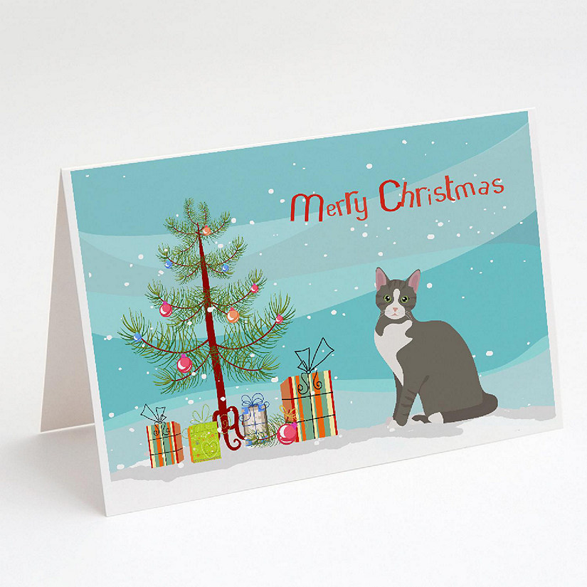 Caroline's Treasures Christmas, Brazilian Shorthair Cat Merry Christmas Greeting Cards and Envelopes Pack of 8, 7 x 5, Cats Image