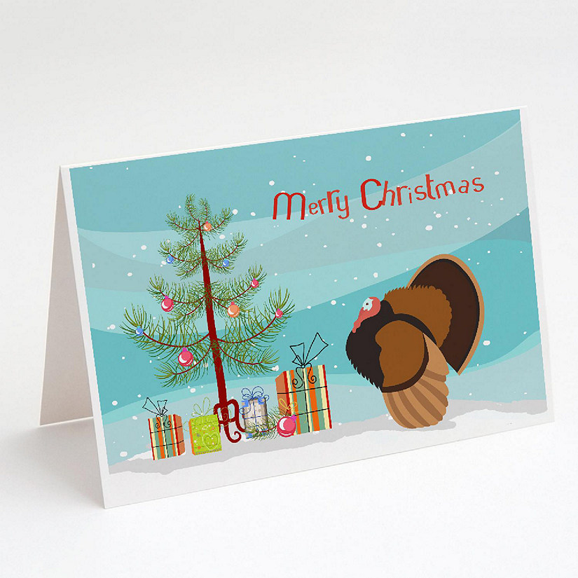 Caroline's Treasures Christmas, Bronze Turkey Christmas Greeting Cards and Envelopes Pack of 8, 7 x 5, Farm Animals Image