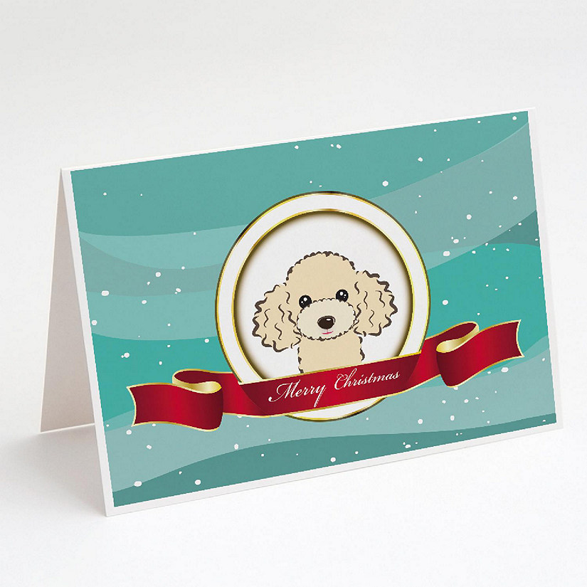 Caroline's Treasures Christmas, Buff Poodle Merry Christmas Greeting Cards and Envelopes Pack of 8, 7 x 5, Dogs Image