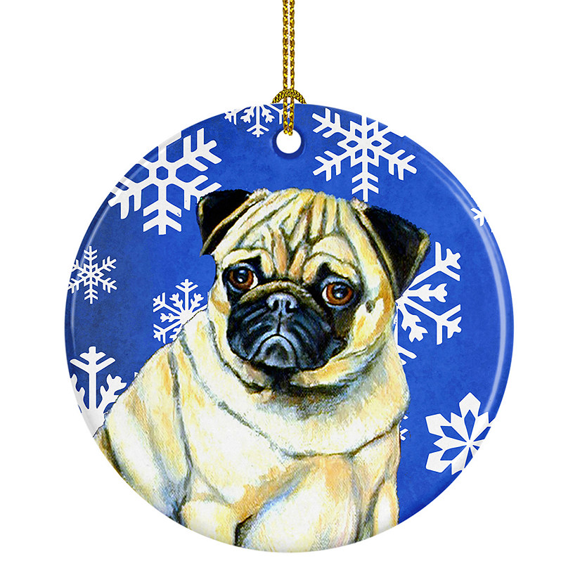 Caroline's Treasures, Christmas Ceramic Ornament, Dogs, Pug, 2.8x2.8 Image