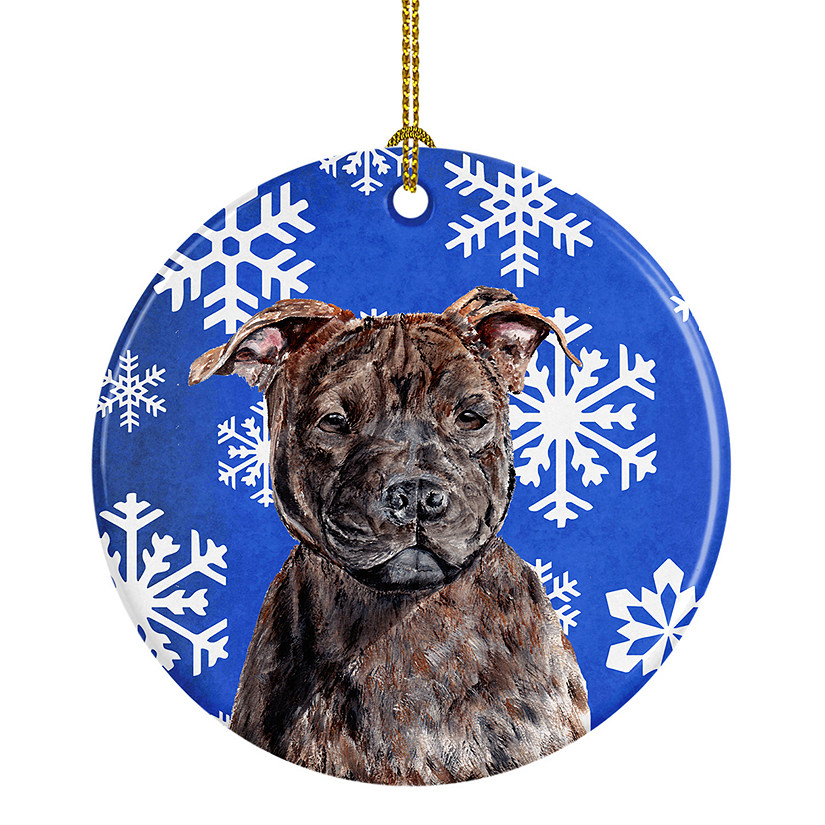 Caroline's Treasures, Christmas Ceramic Ornament, Dogs, Staffordshire Bull Terrier, 2.8x2.8 Image