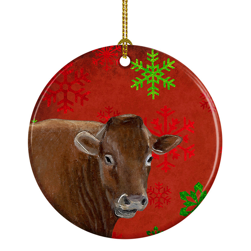 Caroline's Treasures, Christmas Ceramic Ornament, Farm Animals, Cow, 2.8x2.8 Image