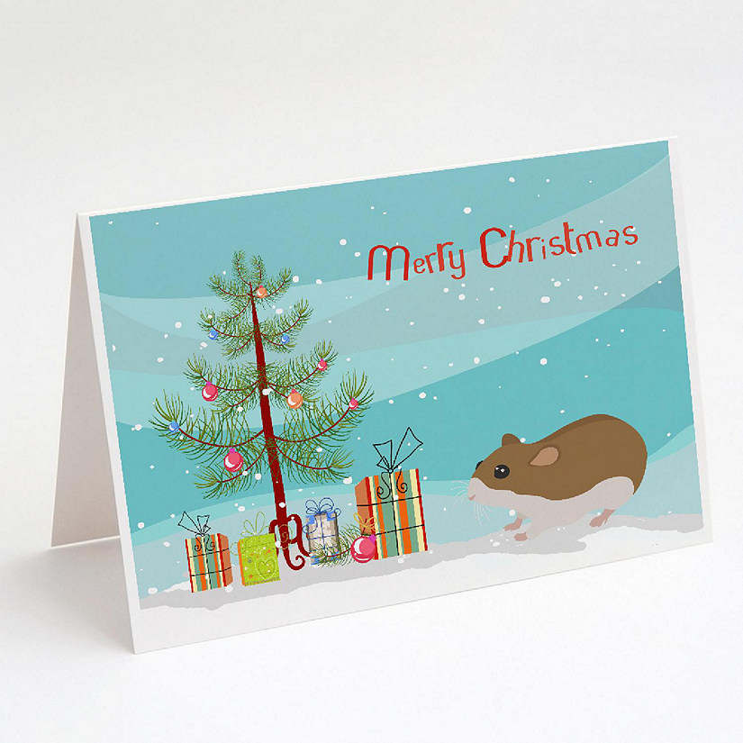 Caroline's Treasures Christmas, Chinese Hamster Merry Christmas Greeting Cards and Envelopes Pack of 8, 7 x 5, Rodents Image