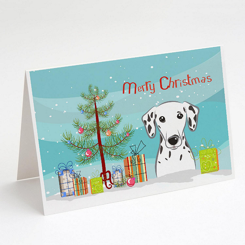 Caroline's Treasures Christmas, Christmas Tree and Dalmatian Greeting Cards and Envelopes Pack of 8, 7 x 5, Dogs Image