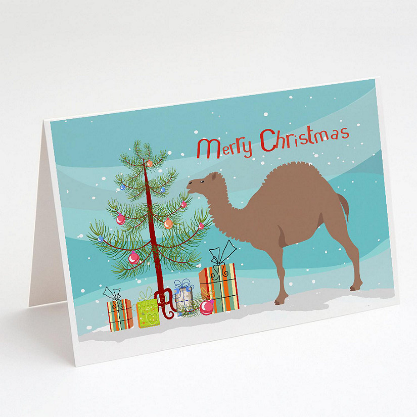 Caroline's Treasures Christmas, F1 Hybrid Camel Christmas Greeting Cards and Envelopes Pack of 8, 7 x 5, Wild Animals Image