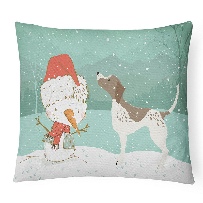 Caroline's Treasures Christmas, German Shorthair Snowman Christmas Canvas Fabric Decorative Pillow, 12 x 16, Dogs Image