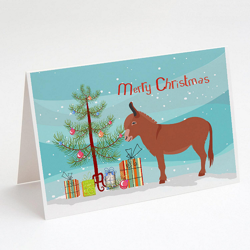 Caroline's Treasures Christmas, Irish Donkey Christmas Greeting Cards and Envelopes Pack of 8, 7 x 5, Farm Animals Image