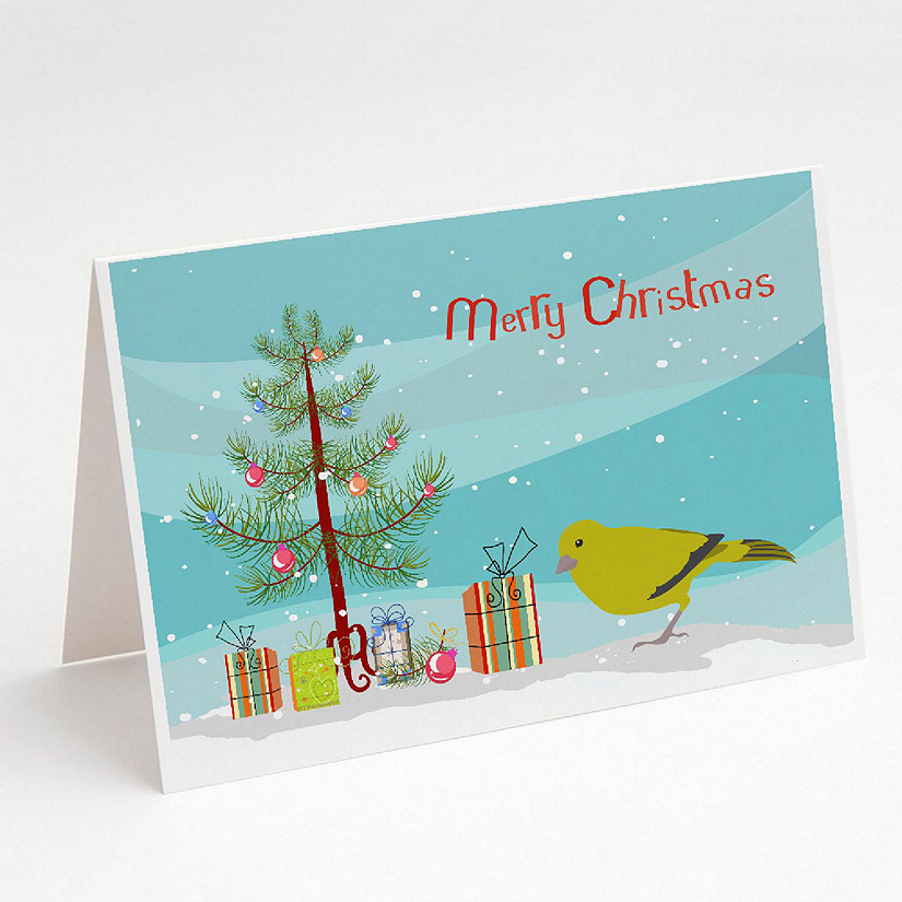 Caroline's Treasures Christmas, London Canary Merry Christmas Greeting Cards and Envelopes Pack of 8, 7 x 5, Birds Image