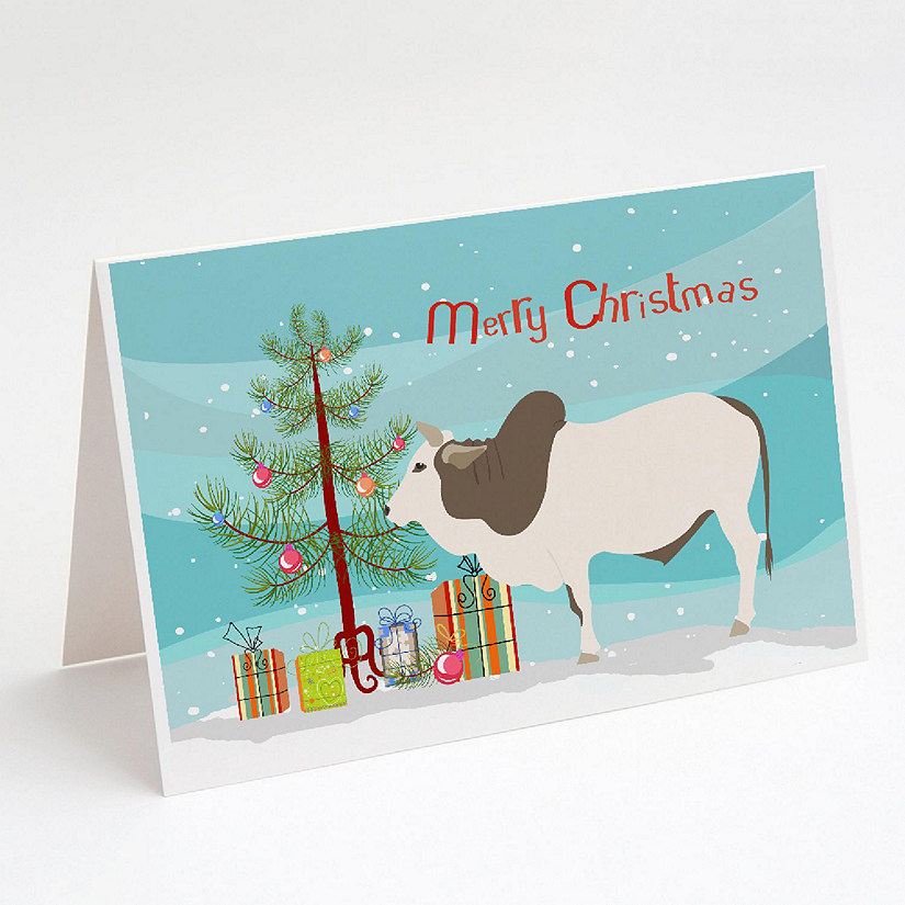 Caroline's Treasures Christmas, Malvi Cow Christmas Greeting Cards and Envelopes Pack of 8, 7 x 5, Farm Animals Image