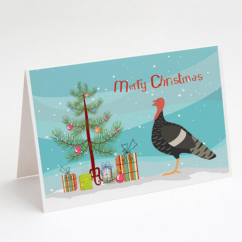 Caroline's Treasures Christmas, Marragansett Turkey Christmas Greeting Cards and Envelopes Pack of 8, 7 x 5, Farm Animals Image