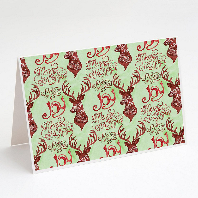 Caroline's Treasures Christmas, Merry Christmas Joy Reindeer Greeting Cards and Envelopes Pack of 8, 7 x 5, Image