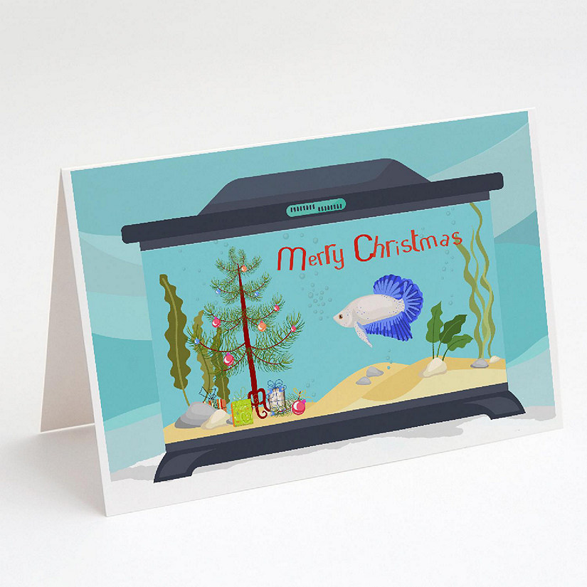 Caroline's Treasures Christmas, Plakat Betta Merry Christmas Greeting Cards and Envelopes Pack of 8, 7 x 5, Fish Image