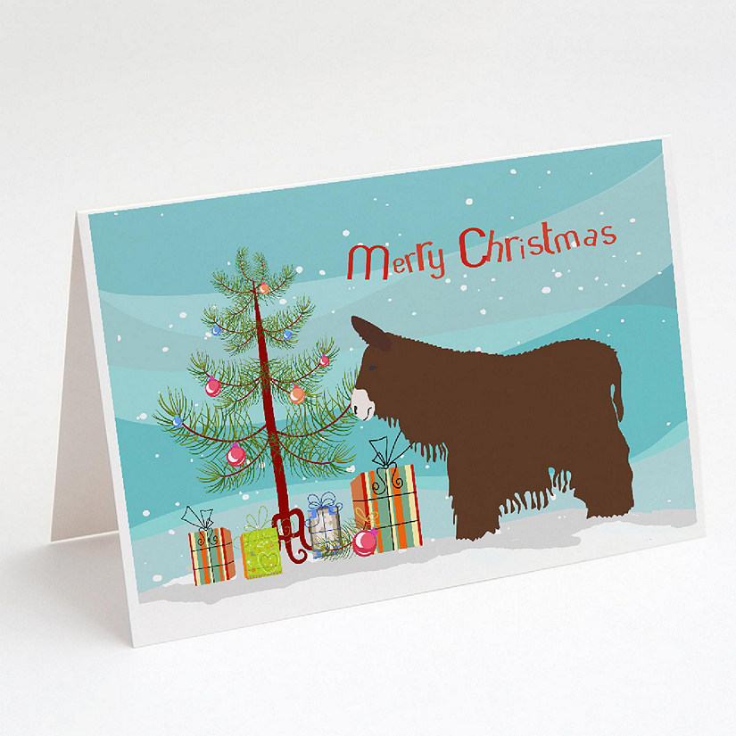 Caroline's Treasures Christmas, Poitou Poiteuin Donkey Christmas Greeting Cards and Envelopes Pack of 8, 7 x 5, Farm Animals Image
