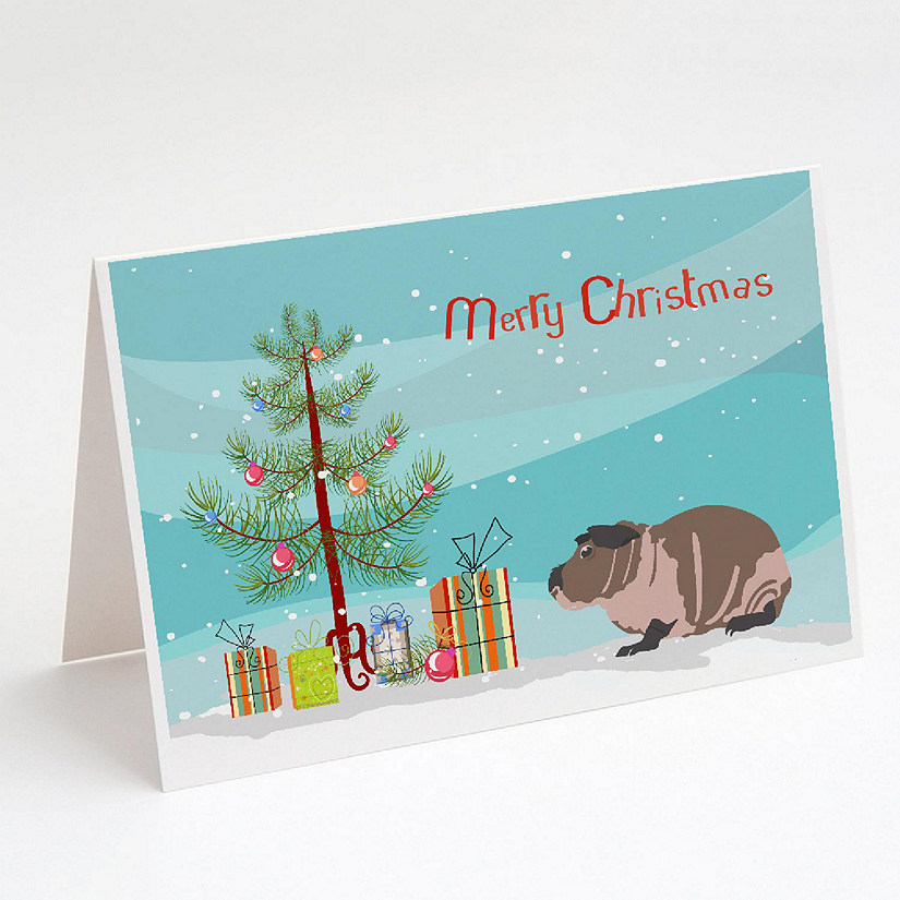Caroline's Treasures Christmas, Skinny Guinea Pig Merry Christmas Greeting Cards and Envelopes Pack of 8, 7 x 5, Rodents Image