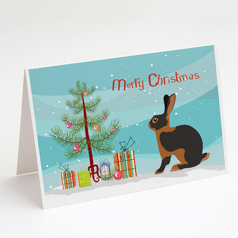 Caroline's Treasures Christmas, Tan Rabbit Christmas Greeting Cards and Envelopes Pack of 8, 7 x 5, Farm Animals Image