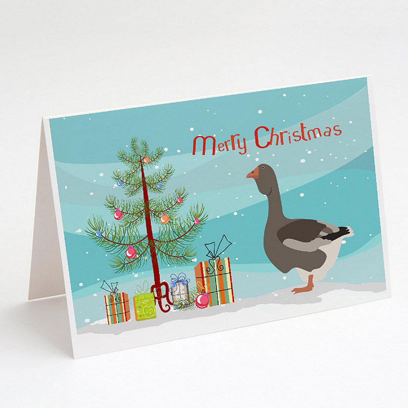 Caroline's Treasures Christmas, Toulouse Goose Christmas Greeting Cards and Envelopes Pack of 8, 7 x 5, Birds Image