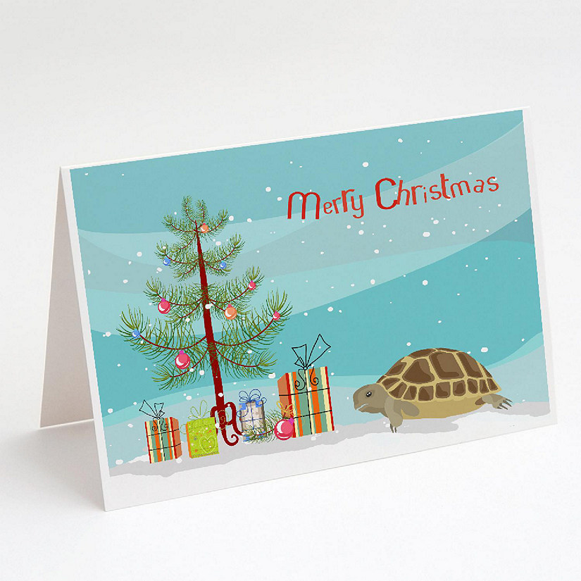 Caroline's Treasures Christmas, Turtle Merry Christmas Greeting Cards and Envelopes Pack of 8, 7 x 5, Reptiles Image