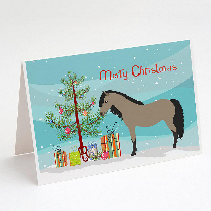 Caroline's Treasures Christmas, Welsh Pony Horse Christmas Greeting Cards and Envelopes Pack of 8, 7 x 5, Farm Animals Image