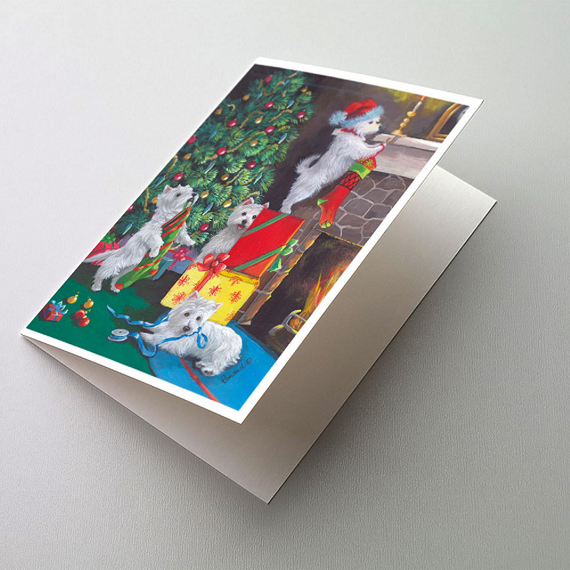 Caroline's Treasures Christmas, Westie Christmas Decorating Greeting Cards and Envelopes Pack of 8, 7 x 5, Dogs Image