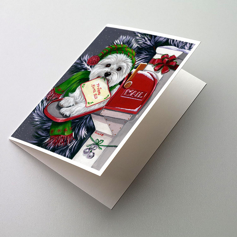 Caroline's Treasures Christmas, Westie Christmas Letter to Santa Greeting Cards and Envelopes Pack of 8, 7 x 5, Dogs Image