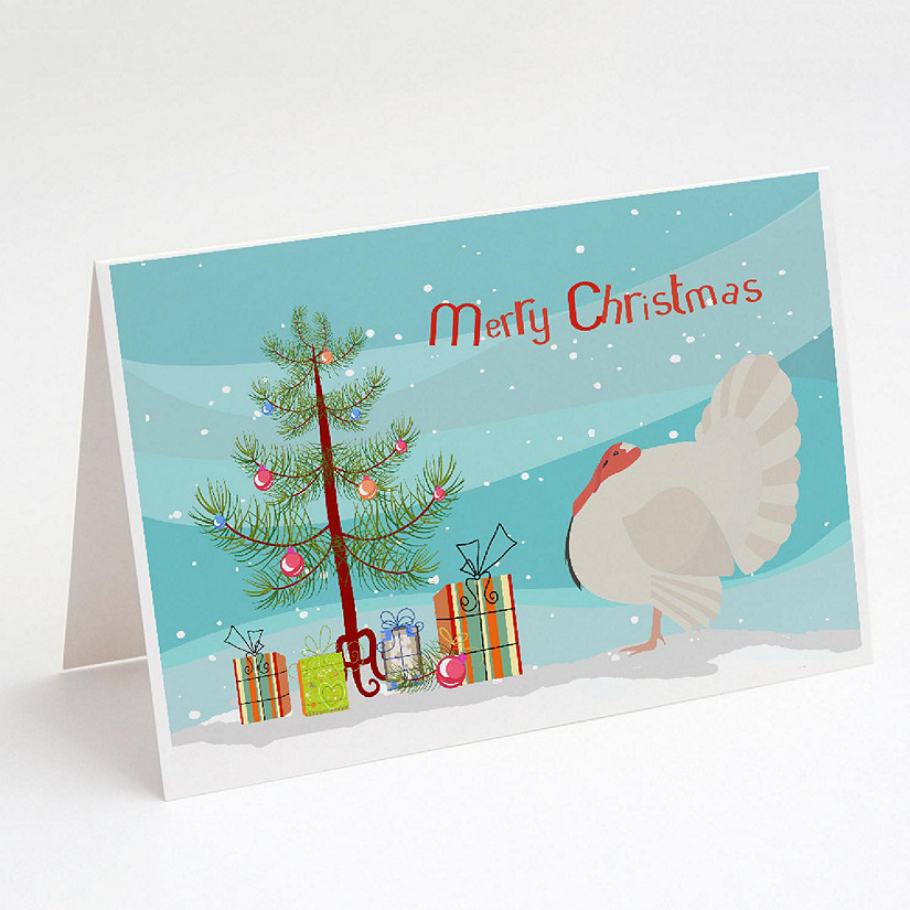 Caroline's Treasures Christmas, White Holland Turkey Christmas Greeting Cards and Envelopes Pack of 8, 7 x 5, Farm Animals Image