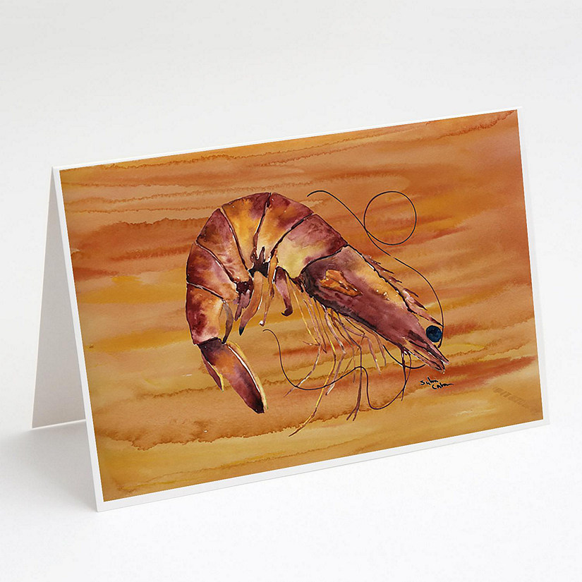 Caroline's Treasures Cooked Shrimp Spicy Hot Greeting Cards and Envelopes Pack of 8, 7 x 5, Seafood Image