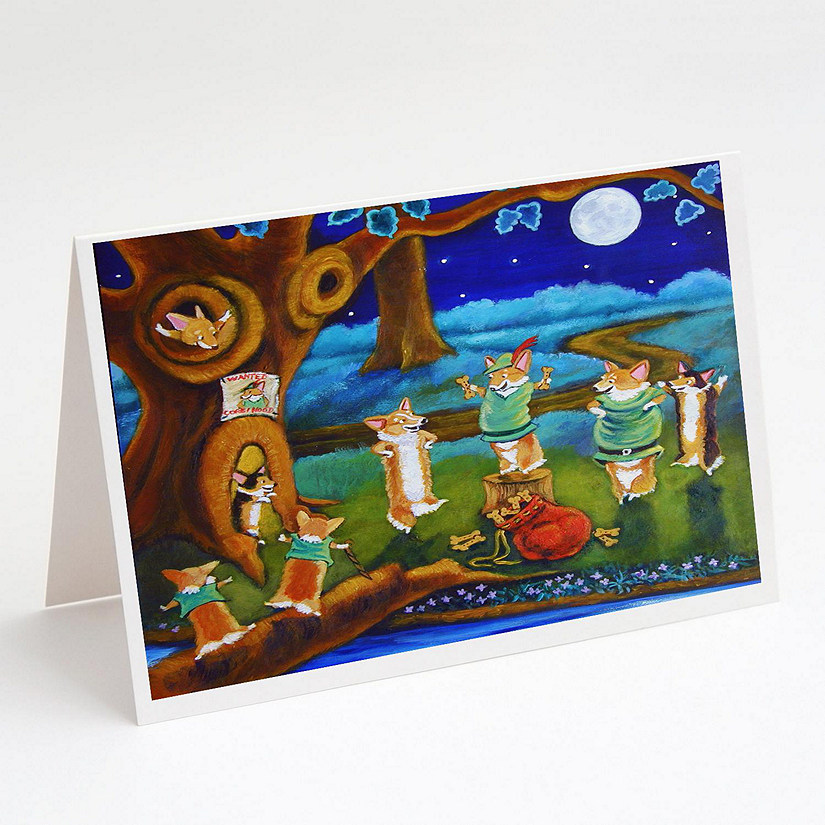 Caroline's Treasures Corgi Robin Hood Greeting Cards and Envelopes Pack of 8, 7 x 5, Dogs Image