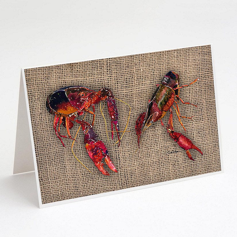 Caroline's Treasures Crawfish  on Faux Burlap Greeting Cards and Envelopes Pack of 8, 7 x 5, Seafood Image