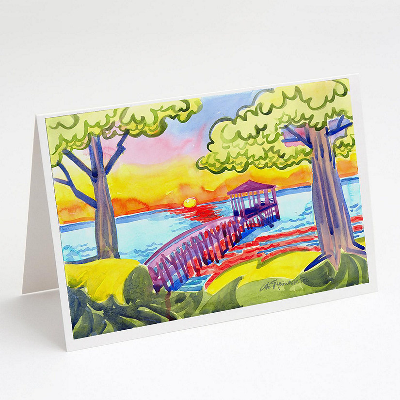 Caroline's Treasures Dock at the pier Greeting Cards and Envelopes Pack of 8, 7 x 5, Nautical Image