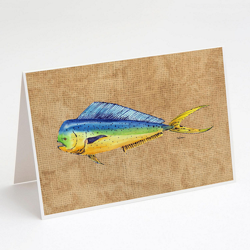 Caroline's Treasures Dolphin Mahi Mahi Greeting Cards and Envelopes Pack of 8, 7 x 5, Nautical Image