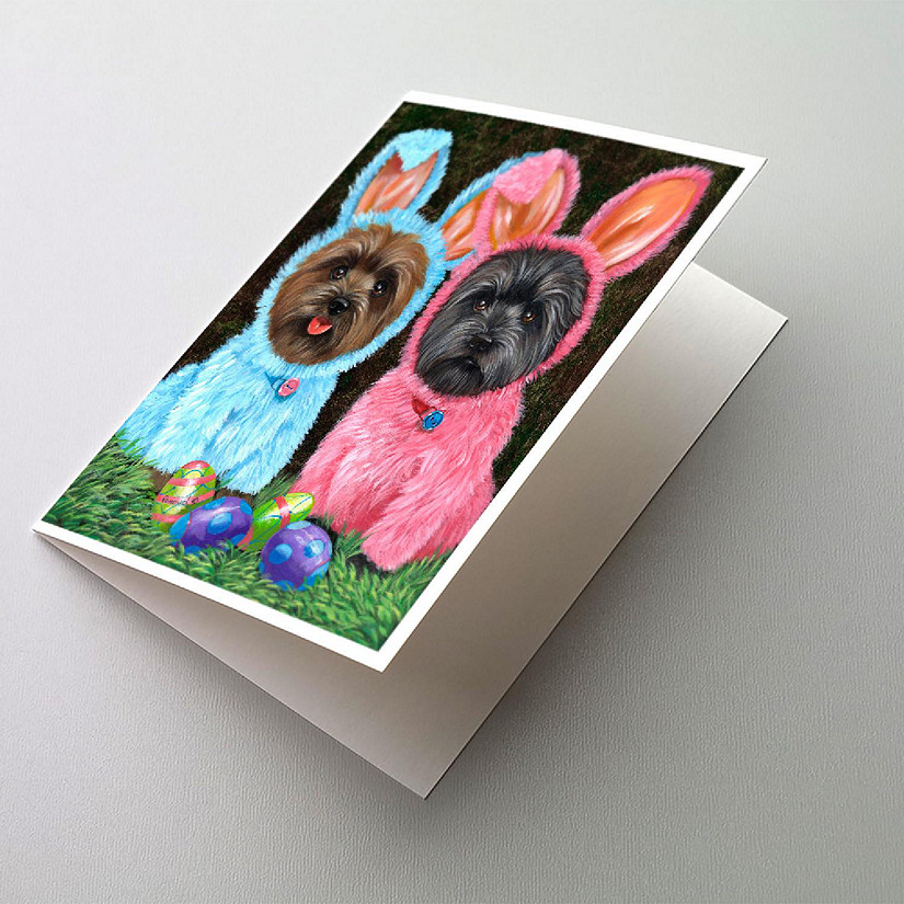 Caroline's Treasures Easter, Cairn Terrier Easter Bunnies Greeting Cards and Envelopes Pack of 8, 7 x 5, Dogs Image