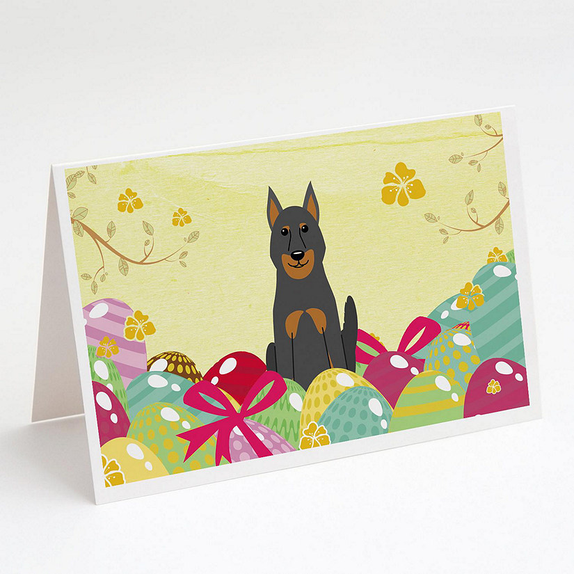 Caroline's Treasures Easter, Easter Eggs Beauce Shepherd Dog Greeting Cards and Envelopes Pack of 8, 7 x 5, Dogs Image