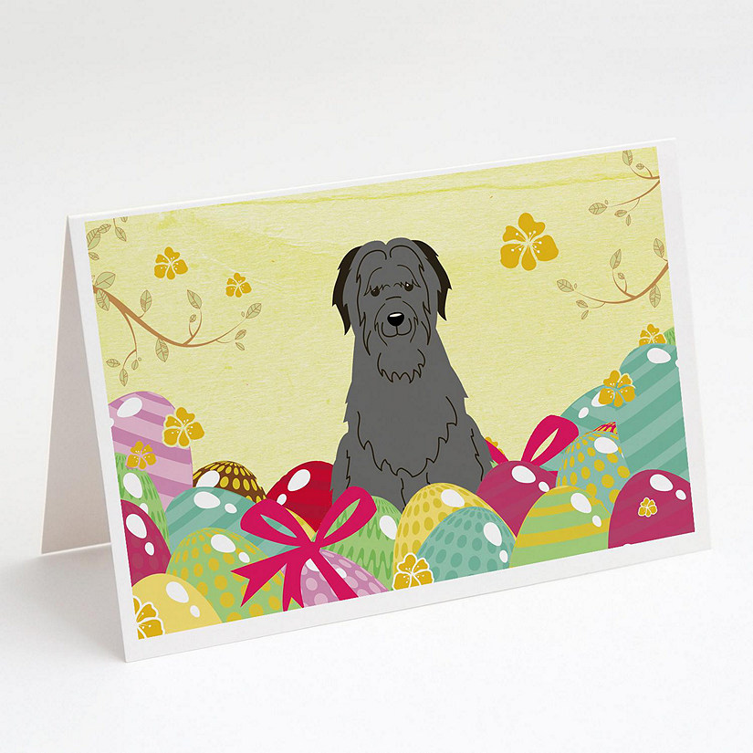 Caroline's Treasures Easter, Easter Eggs Briard Black Greeting Cards and Envelopes Pack of 8, 7 x 5, Dogs Image