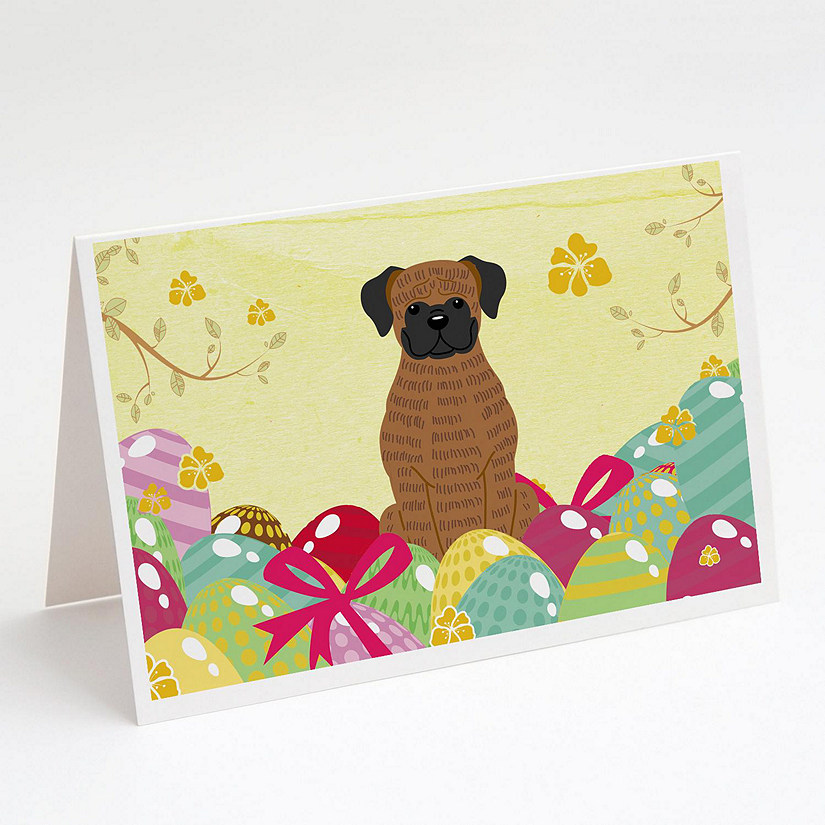Caroline's Treasures Easter, Easter Eggs Brindle Boxer Greeting Cards and Envelopes Pack of 8, 7 x 5, Dogs Image