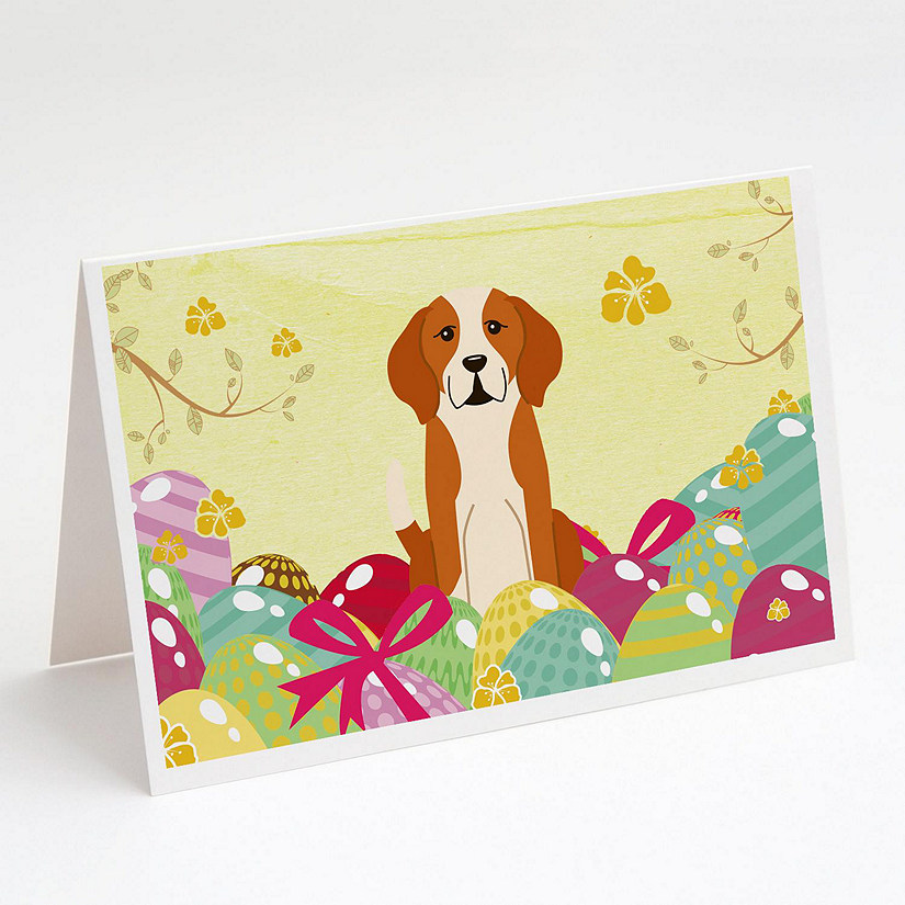 Caroline's Treasures Easter, Easter Eggs English Foxhound Greeting Cards and Envelopes Pack of 8, 7 x 5, Dogs Image