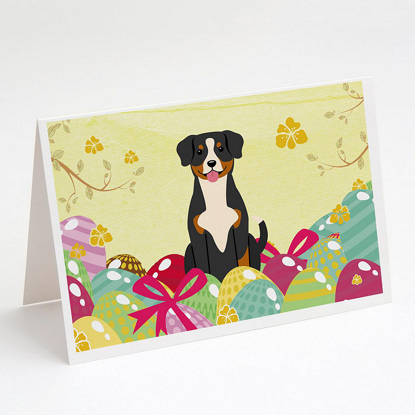 Caroline's Treasures Easter, Easter Eggs Entlebucher Greeting Cards and Envelopes Pack of 8, 7 x 5, Dogs Image