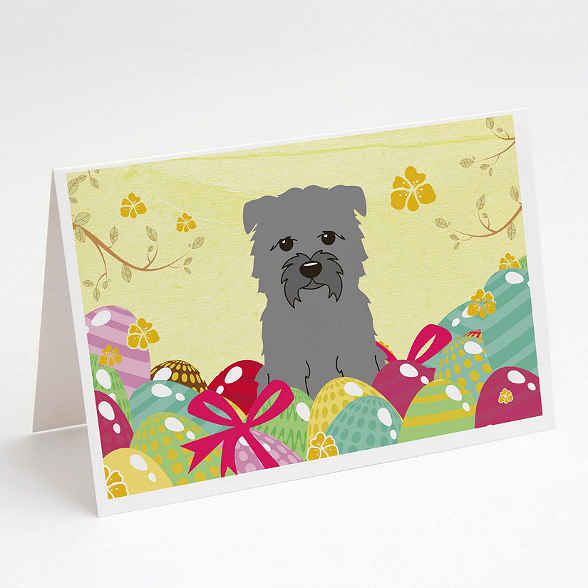 Caroline's Treasures Easter, Easter Eggs Glen of Imal Grey Greeting Cards and Envelopes Pack of 8, 7 x 5, Dogs Image