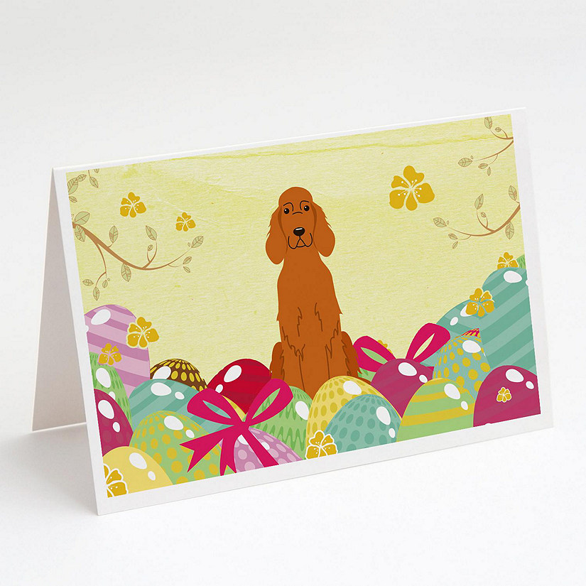 Caroline's Treasures Easter, Easter Eggs Irish Setter Greeting Cards and Envelopes Pack of 8, 7 x 5, Dogs Image