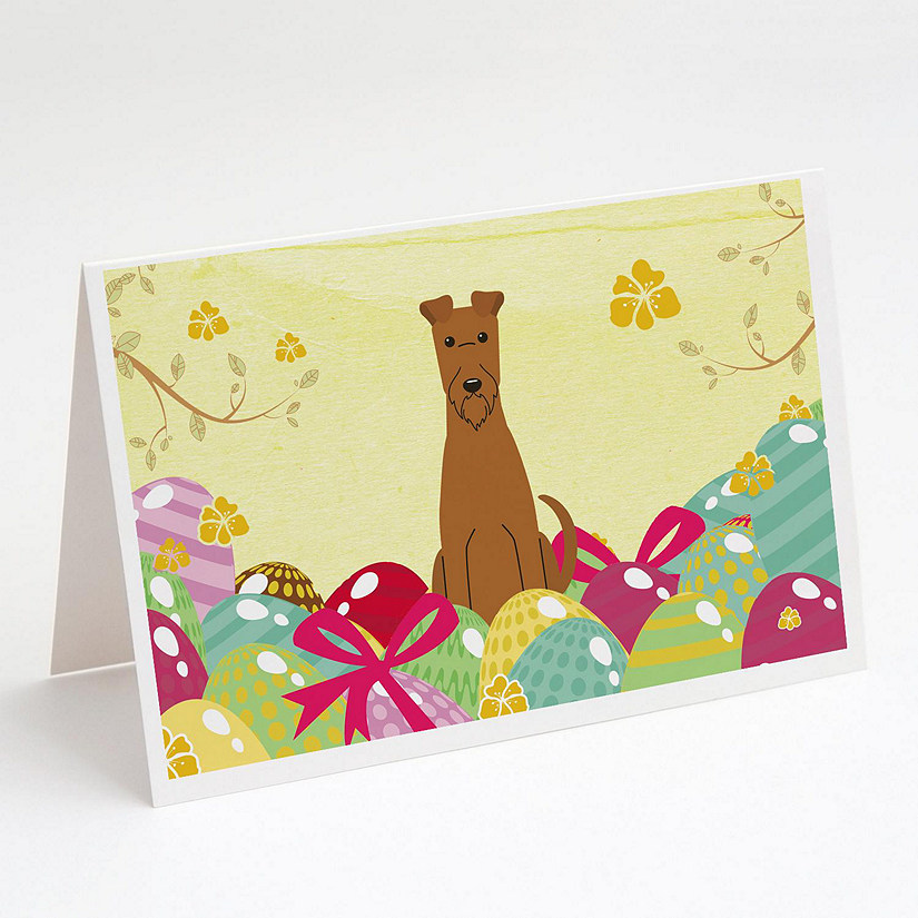 Caroline's Treasures Easter, Easter Eggs Irish Terrier Greeting Cards and Envelopes Pack of 8, 7 x 5, Dogs Image