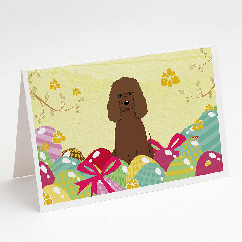 Caroline's Treasures Easter, Easter Eggs Irish Water Spaniel Greeting Cards and Envelopes Pack of 8, 7 x 5, Dogs Image