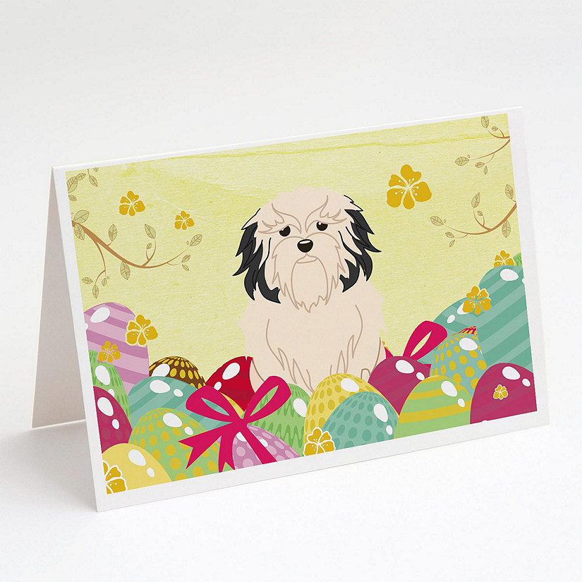Caroline's Treasures Easter, Easter Eggs Lowchen Greeting Cards and Envelopes Pack of 8, 7 x 5, Dogs Image