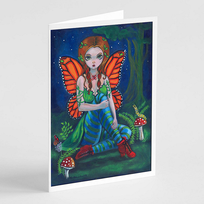Caroline's Treasures Fairy Monarch Greeting Cards and Envelopes Pack of 8, 7 x 5, Fantasy Image