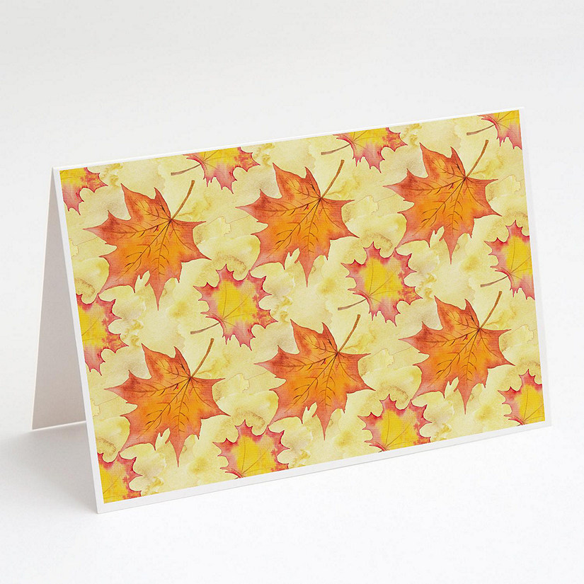 Caroline's Treasures Fall Leaves Scattered Greeting Cards and Envelopes Pack of 8, 7 x 5, Image