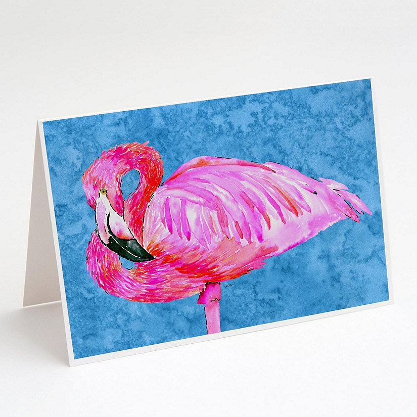 Caroline's Treasures Flamingo Greeting Cards and Envelopes Pack of 8, 7 x 5, Birds Image