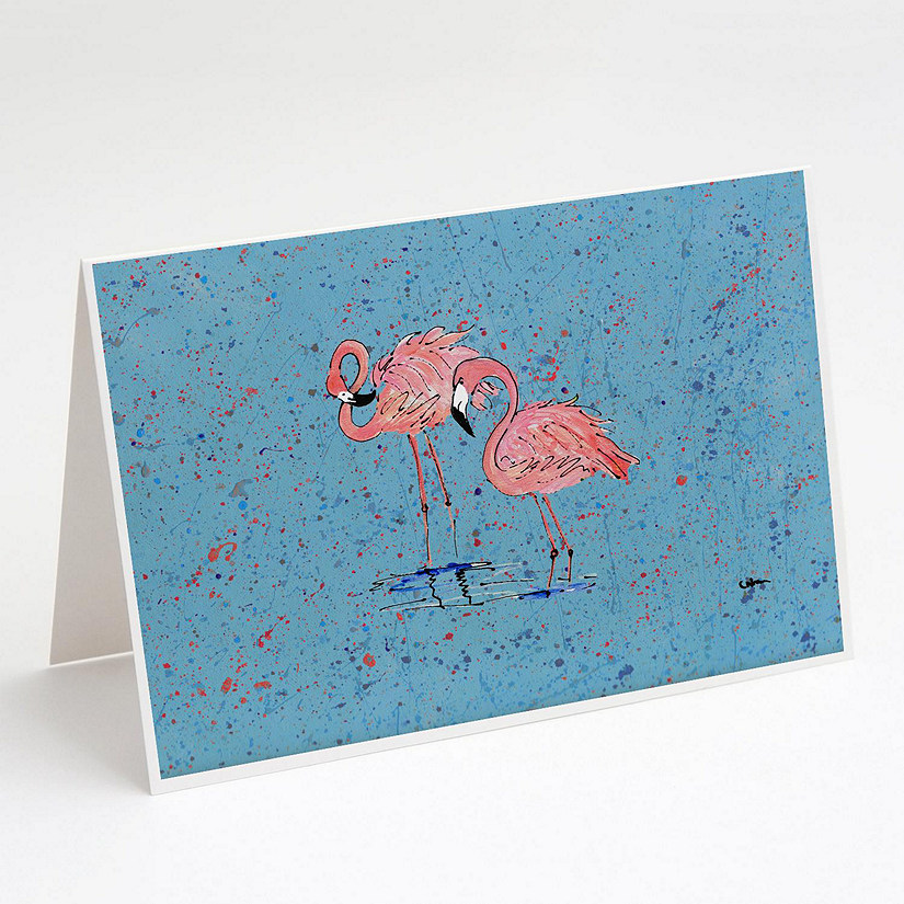 Caroline's Treasures Flamingo Greeting Cards and Envelopes Pack of 8, 7 x 5, Birds Image