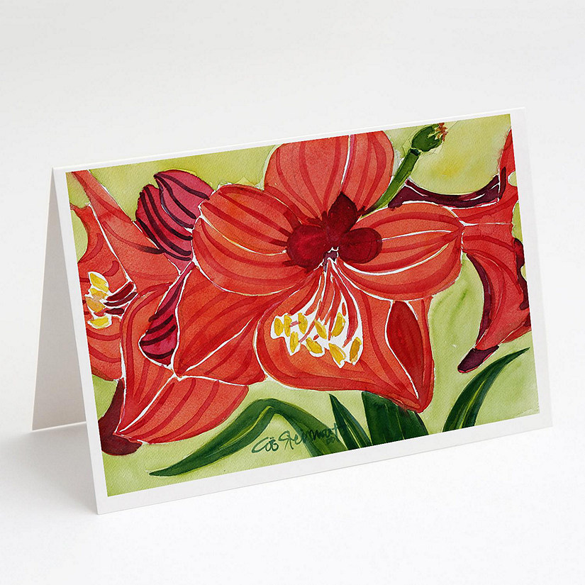 Caroline's Treasures Flower - Amaryllis Greeting Cards and Envelopes Pack of 8, 7 x 5, Flowers Image