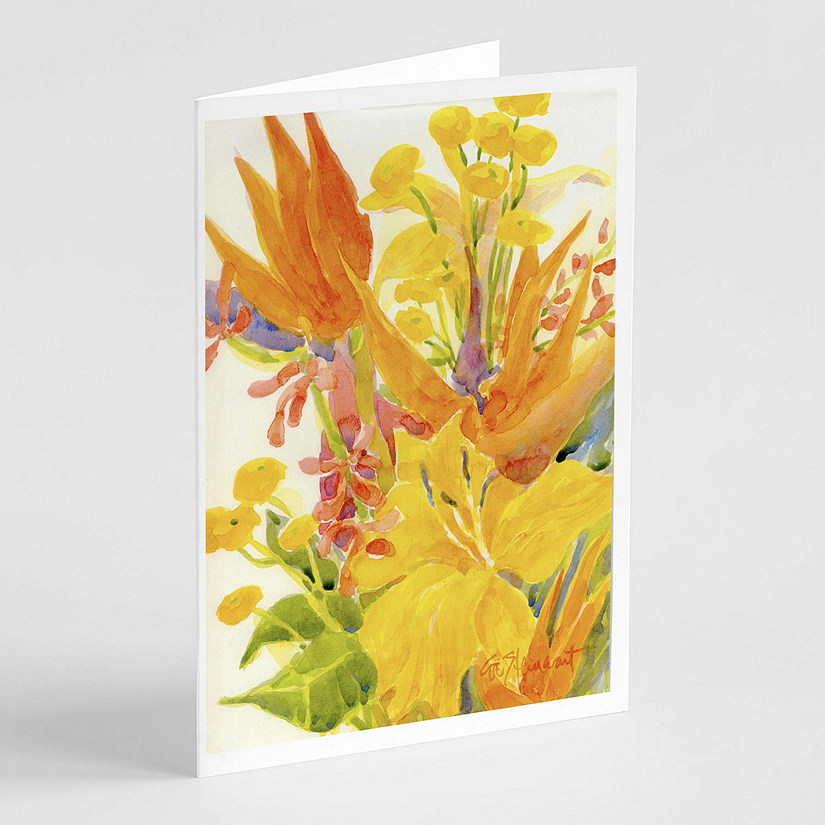 Caroline's Treasures Flower - Bird of Paradise Greeting Cards and Envelopes Pack of 8, 7 x 5, Flowers Image