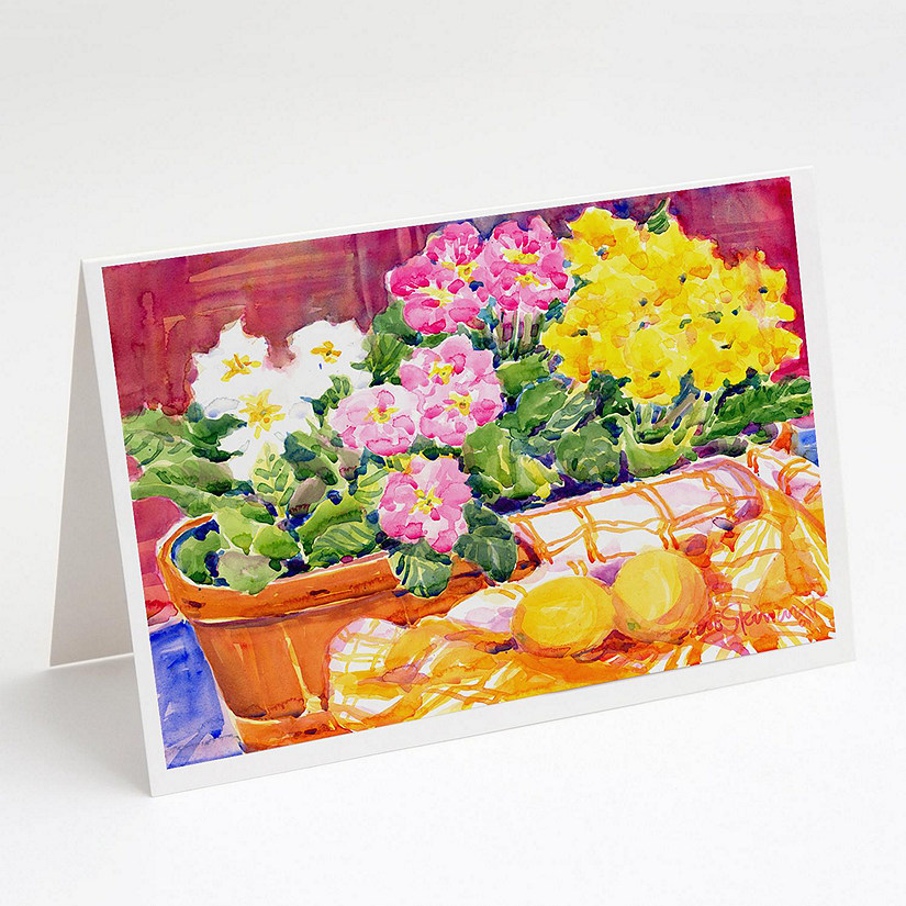 Caroline's Treasures Flower - Primroses Greeting Cards and Envelopes Pack of 8, 7 x 5, Flowers Image