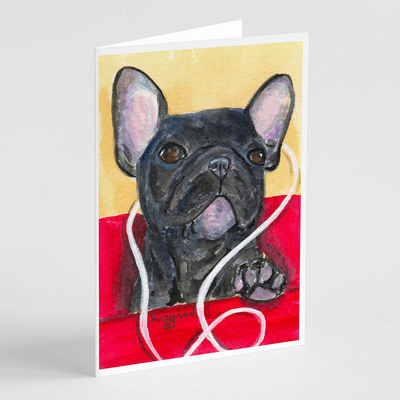 Caroline's Treasures French Bulldog Greeting Cards and Envelopes Pack of 8, 7 x 5, Dogs Image
